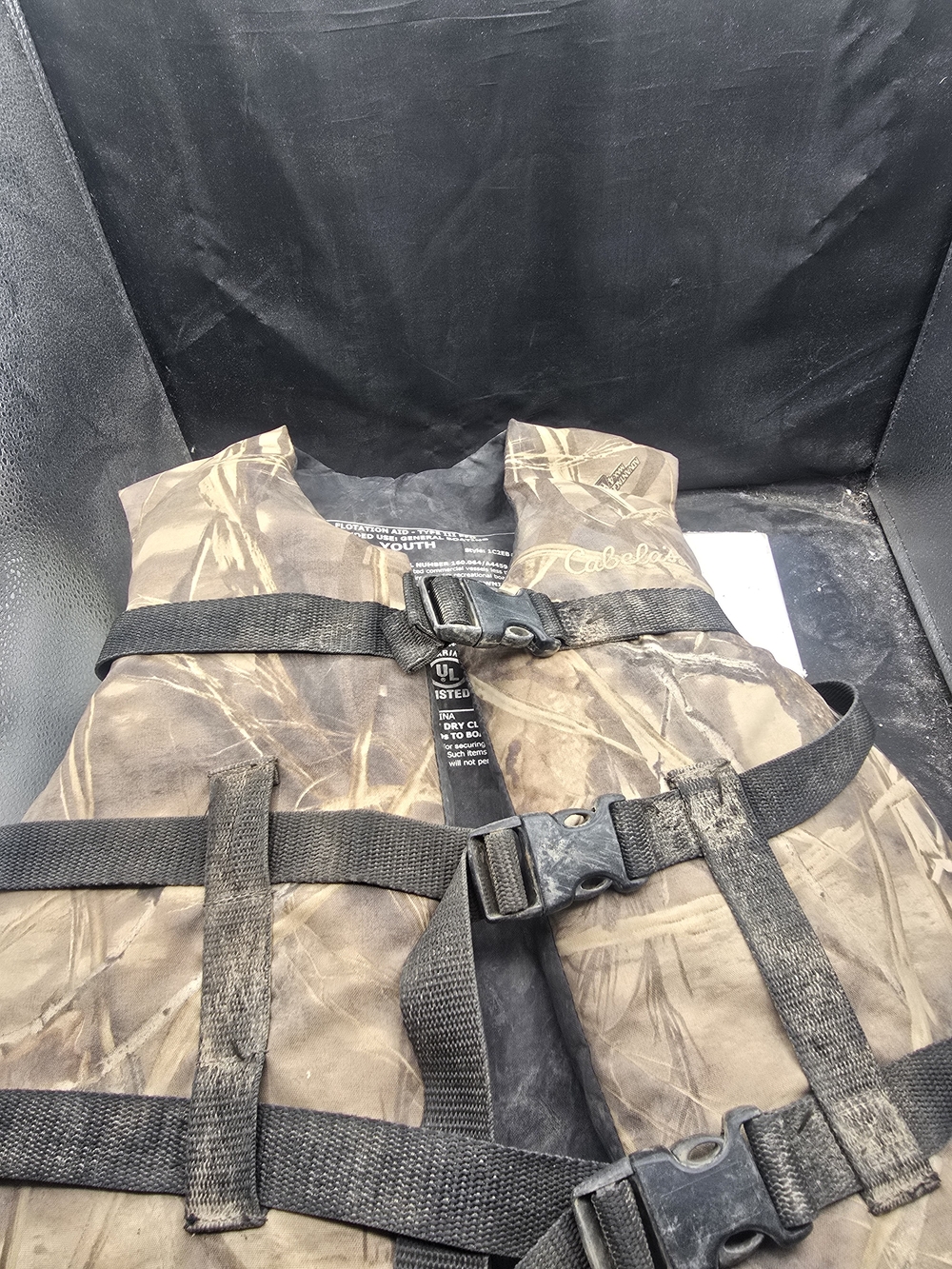 Cabela's Brown Camo Youth Life Vest with Black Straps